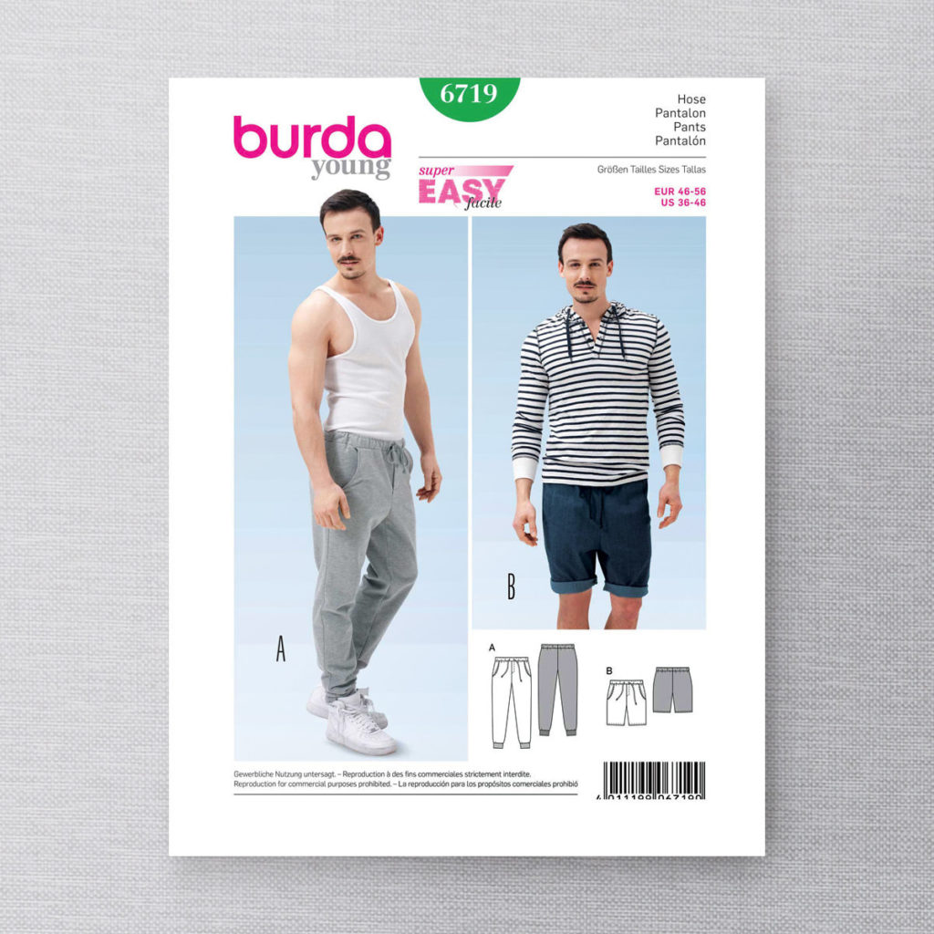 Burda 6719 pantalons pour hommes