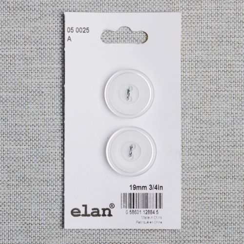 BOUTON ELAN - 19 MM 2 TROUS BLANC - ENS2