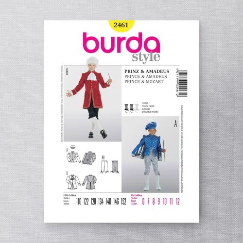 BURDA - 2461 COSTUME HISTORIQUE POUR ENFANT 