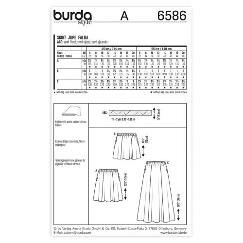 BURDA - 6586 JUPE POUR FEMMES - 