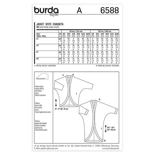BURDA - 6588 VESTE POUR FEMMES