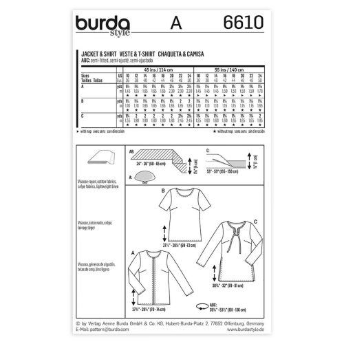 BURDA - 6610 ROBE/HAUT POUR FEMMES
