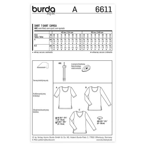 BURDA - 6611 HAUT POUR FEMMES