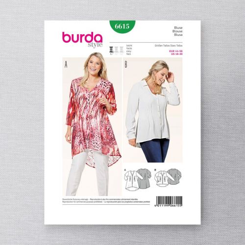 BURDA - 6615 BLOUSE POUR FEMMES - TAILLE PLUS