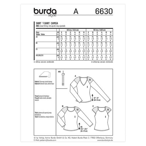 BURDA - 6630 HAUT POUR FEMMES