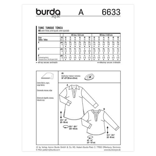 BURDA - 6633 HAUT POUR FEMMES