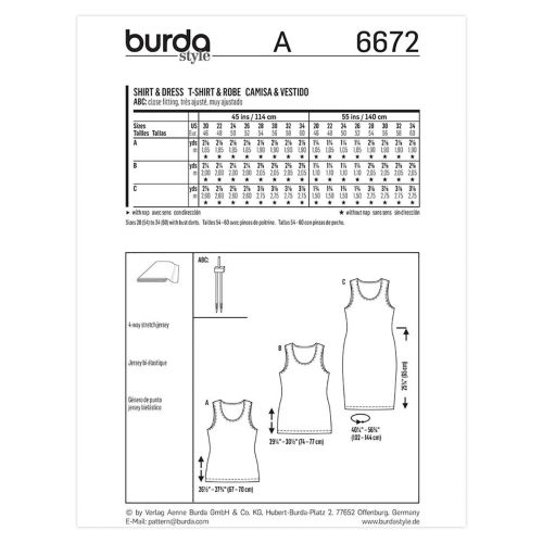 BURDA - 6672 ROBE/BLOUSE POUR FEMMES - TAILLE PLUS