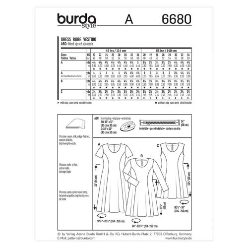 BURDA - 6680 ROBE POUR FEMMES - TAILLE PLUS