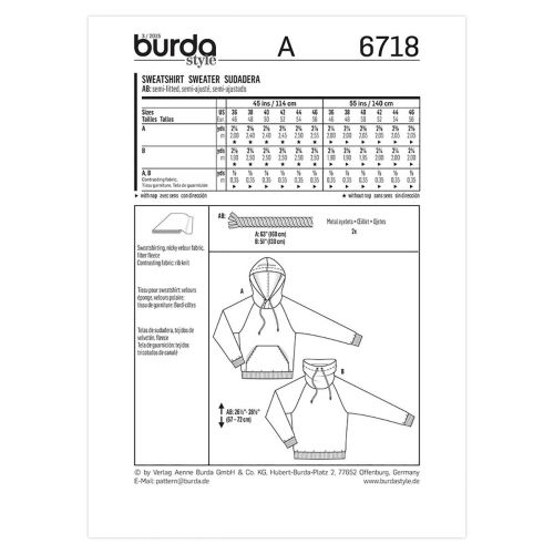 BURDA - 6718 SWEAT-SHIRT POUR HOMMES