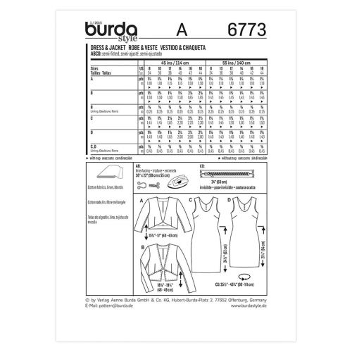 BURDA - 6773 ROBE/VESTE POUR FEMMES