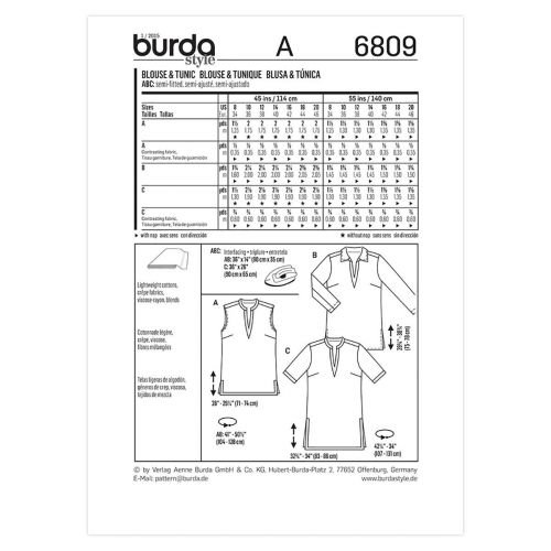 BURDA - 6809 HAUT POUR FEMMES