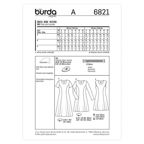 BURDA - 6821 ROBE POUR FEMMES