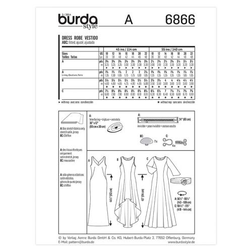 BURDA - 6866 ROBE DE SOIRÉE POUR FEMMES