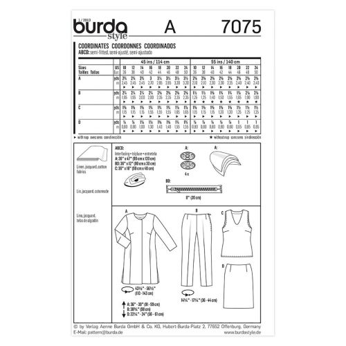 BURDA - 7075 ENSEMBLE POUR FEMMES
