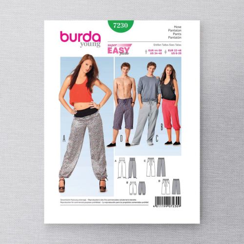 BURDA - 7230 PANTALONS UNISEXE