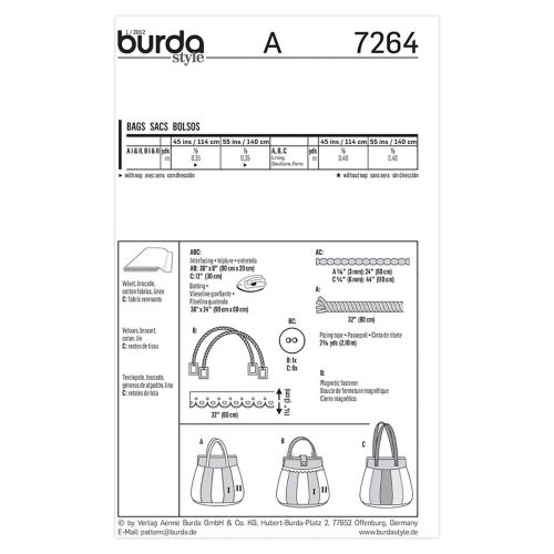 BURDA - 7264 ACCESSOIRES - SACS
