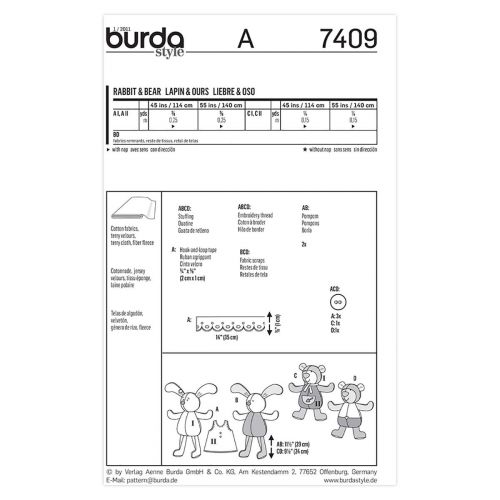 BURDA - 7409 ACCESSOIRES - JOUETS POUR ANIMAUX