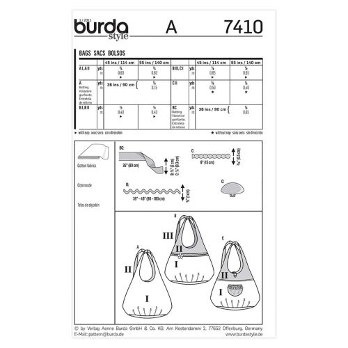 BURDA - 7410 ACCESSOIRES -SACS