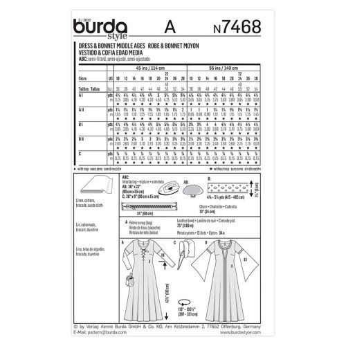 BURDA - 7468 COSTUME HISTORIQUE POUR FEMMES