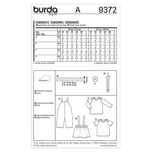 BURDA - 9372 ENSEMBLE POUR ENFANTS