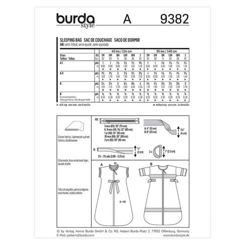 BURDA - 9382 SAC DE COUCHAGE POUR ENFANTS