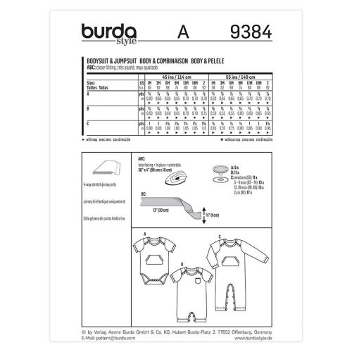 BURDA - 9384 SALOPETTE POUR ENFANTS