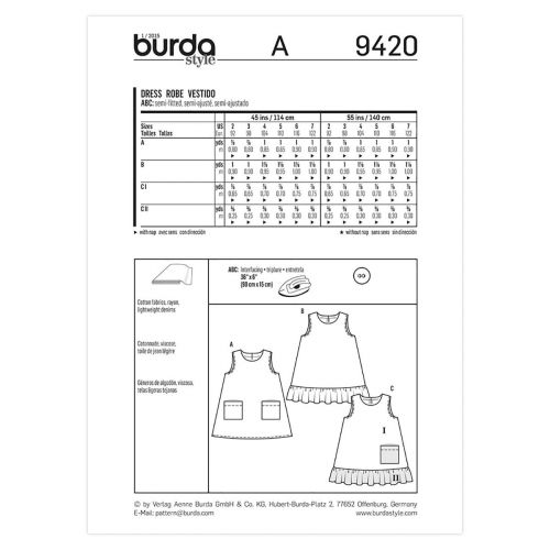 BURDA - 9420 ROBE POUR FILLETTES