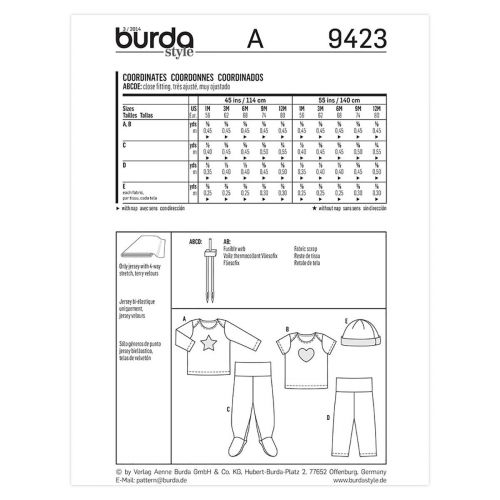 BURDA - 9423 ENSEMBLE POUR ENFANTS UNISEXE