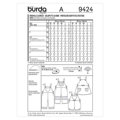 BURDA - 9424 ENSEMBLE POUR ENFANTS UNISEXE