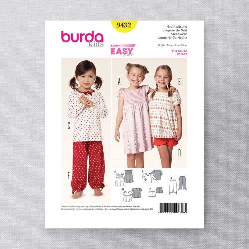 BURDA - 9432 PYJAMA POUR FILLETTES