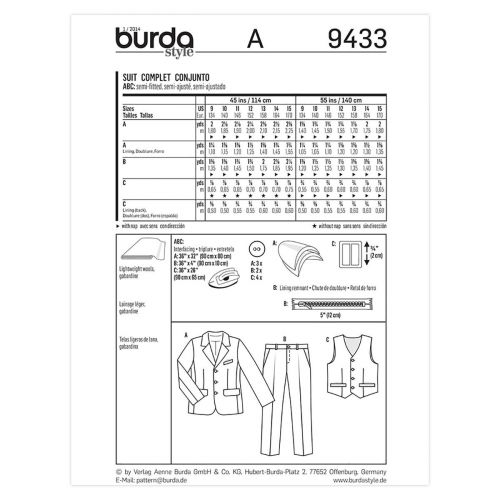 BURDA - 9433 ENSEMBLE DE SOIRÉE POUR GARÇONS