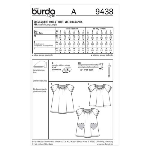 BURDA - 9438 ROBE/HAUT POUR ENFANTS
