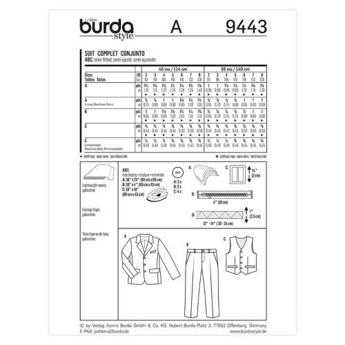 BURDA - 9443 ENSEMBLE DE SOIRÉE POUR GARÇONS