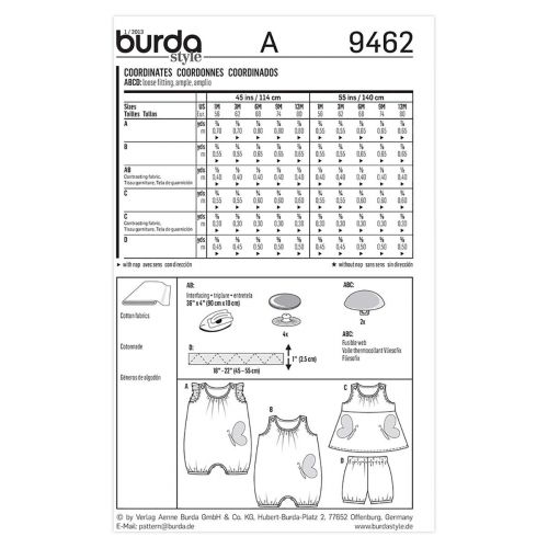 BURDA - 9462 ENSEMBLE POUR ENFANTS