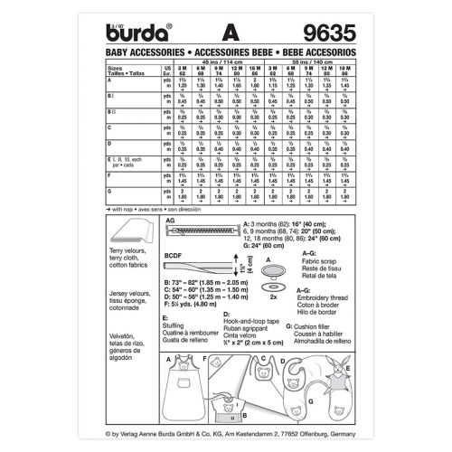 BURDA - 9635 ACCESSOIRES - BÉBÉ
