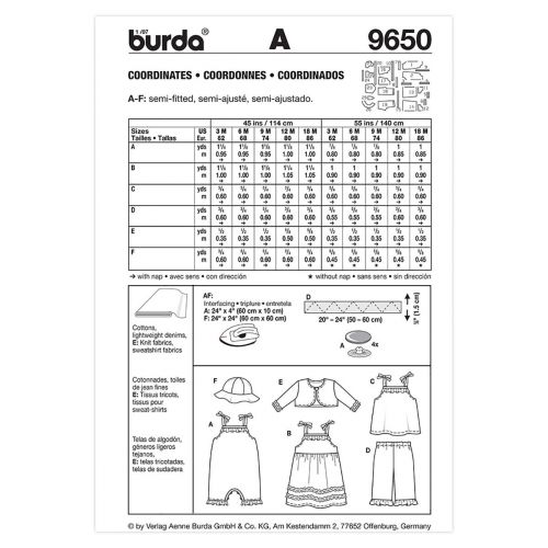 BURDA - 9650 ENSEMBLE POUR ENFANTS