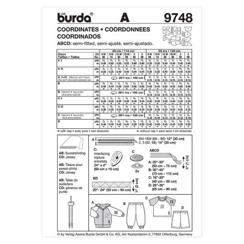 BURDA - 9748 ENSEMBLE POUR ENFANTS