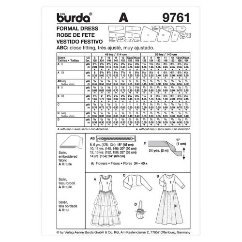BURDA - 9761 ROBE DE SOIRÉE POUR ENFANTS