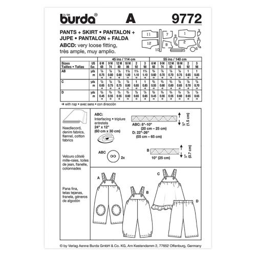BURDA - 9772 PANTALONS/ROBE POUR ENFANTS