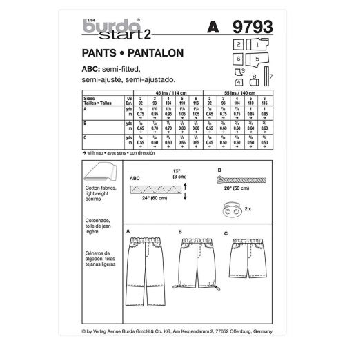 BURDA - 9793 PANTALONS POUR ENFANTS