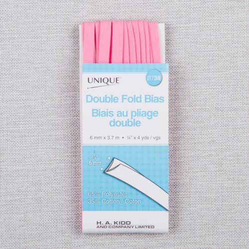 BIAIS À PLIAGE DOUBLE EN PAQUET 6 MM - ROSE PÉTALE