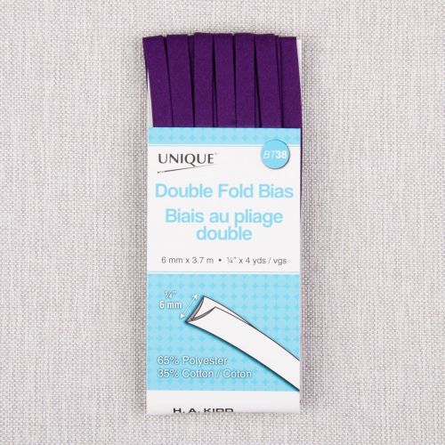 BIAIS À PLIAGE DOUBLE EN PAQUET 6 MM - MAUVE