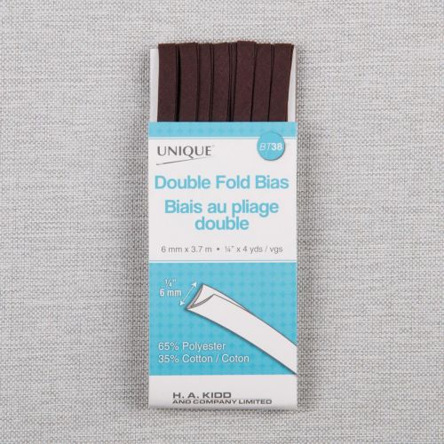 BIAIS À PLIAGE DOUBLE EN PAQUET 6 MM - BRUN