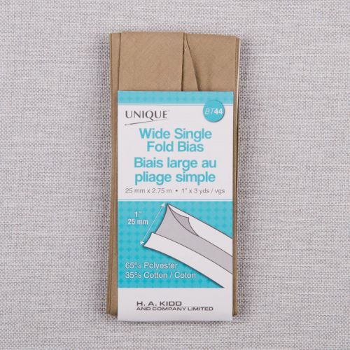 BIAIS LARGE À PLIAGE SIMPLE EN PAQUET 25 MM - TAUPE