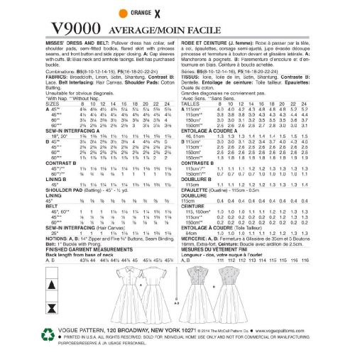 VOGUE - V9000 ROBES VINTAGES POUR FEMME