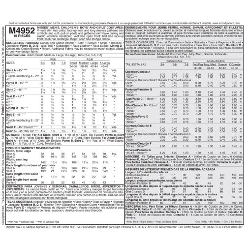 MCCALLS - M4952 DÉGUISEMENT PIRATE POUR HOMMES / FEMMES