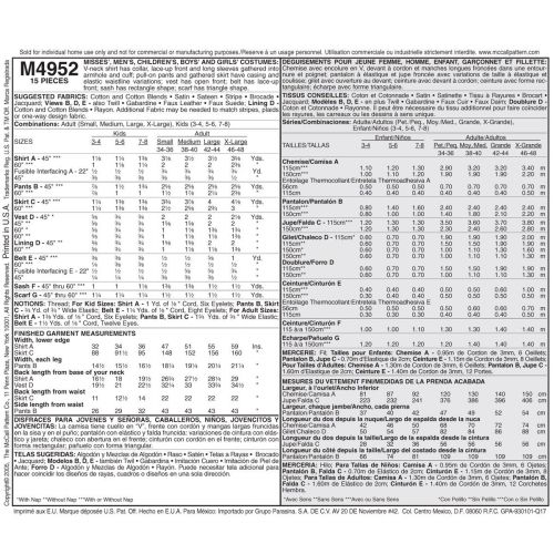 MCCALLS - M4952 DÉGUISEMENT PIRATE POUR ENFANTS - 3 À 8