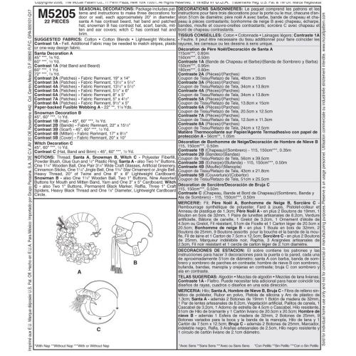 MCCALLS - M5205 DÉCORATIONS DE PORTE SAISONNIER 