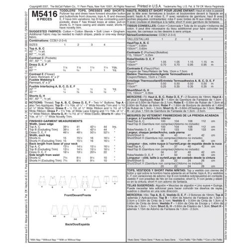 MCCALLS - M5416 ENSEMBLE COORDONNÉ - TOUT-PETIT - 1 À 4