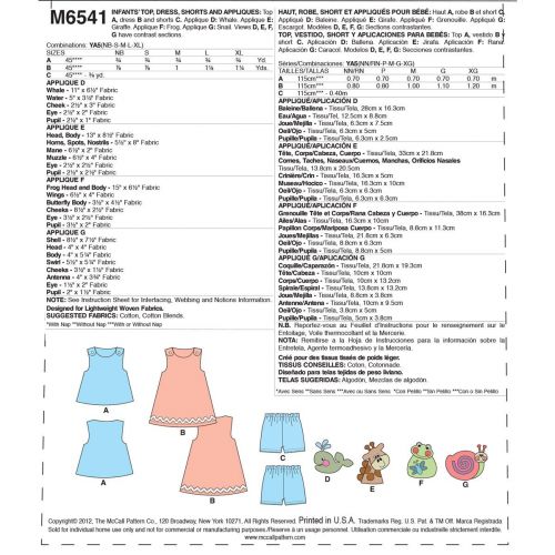 MCCALLS - M6541 ENSEMBLE COORDONNÉ - BÉBÉ - NN À TG